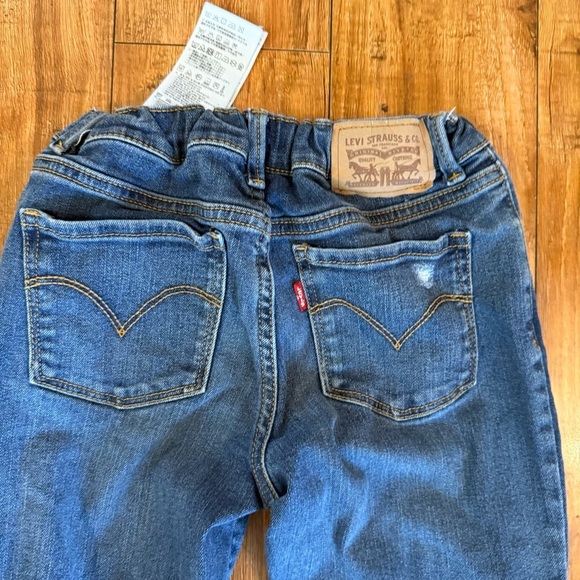 LEVIS 710 Girls Blue Distressed Super Skinny Jeans Waist Adjusters Size 12 - Picture 8 of 9